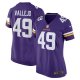 Women's Minnesota Vikings Tanner Vallejo Nike Purple Team Game Jersey