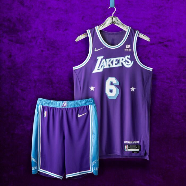 Men's Los Angeles Lakers #6 LeBron James 2021-22 75th Anniversary Purple City Edition NBA Suit