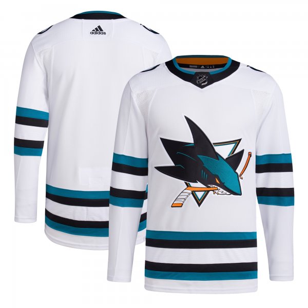 Men's San Jose Sharks adidas White Away Primegreen Jersey