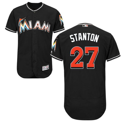 Miami Marlins #27 Giancarlo Stanton Black Flexbase Collection Stitched MLB Jersey